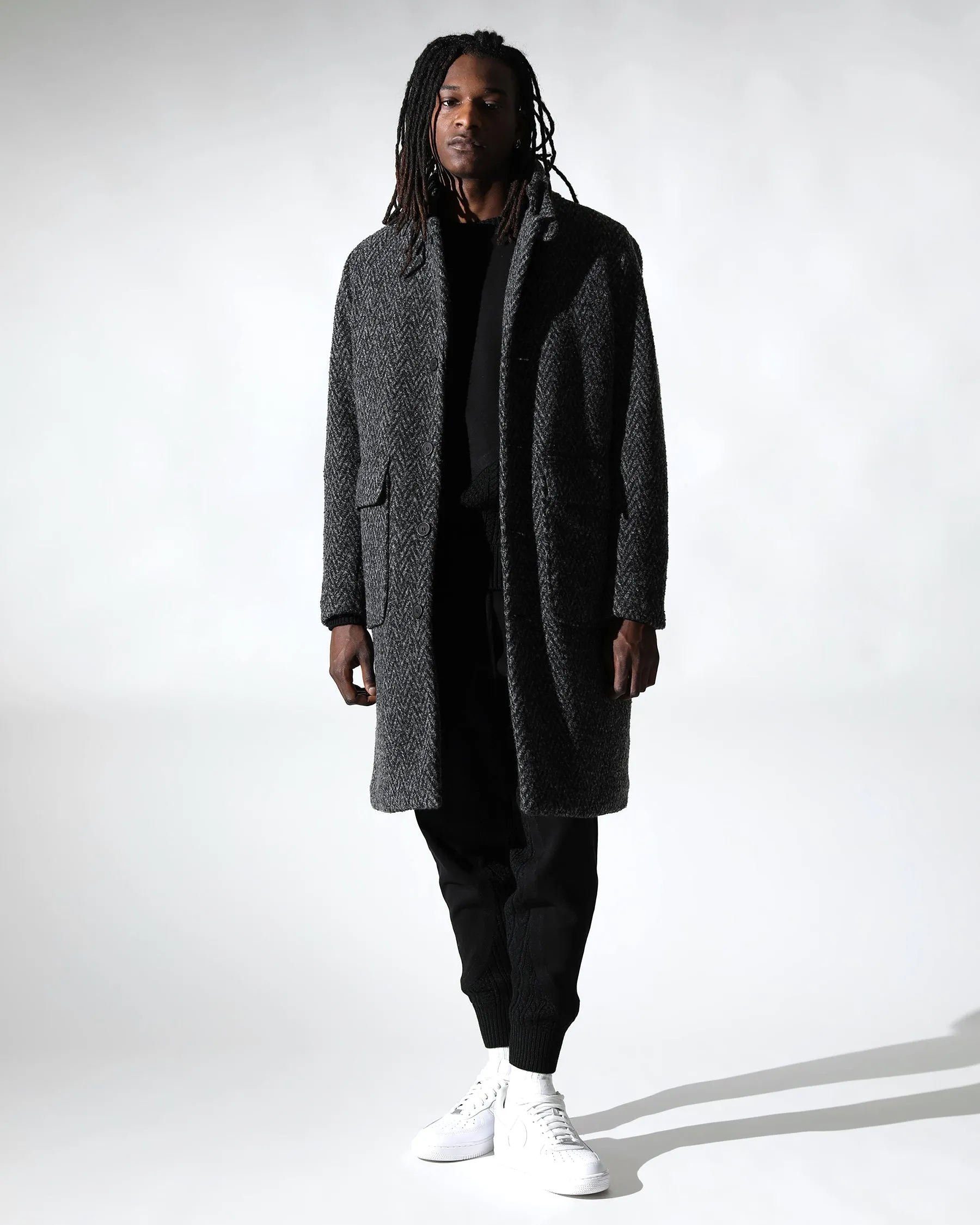 Drummond Chevron Wool Overcoat Jacket (FINAL SALE)