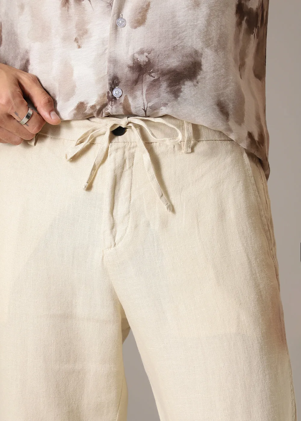Ecru Cream Linen Pant