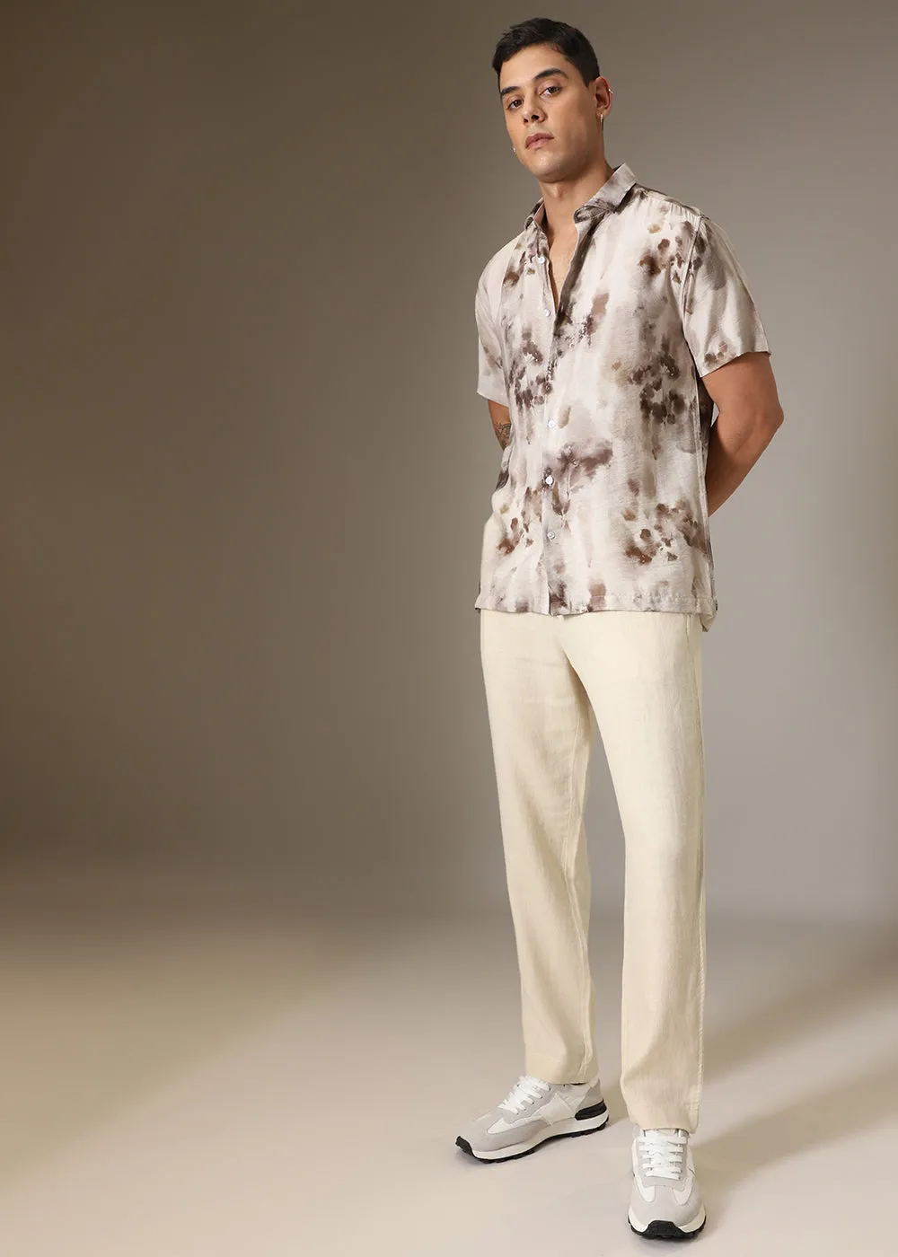 Ecru Cream Linen Pant