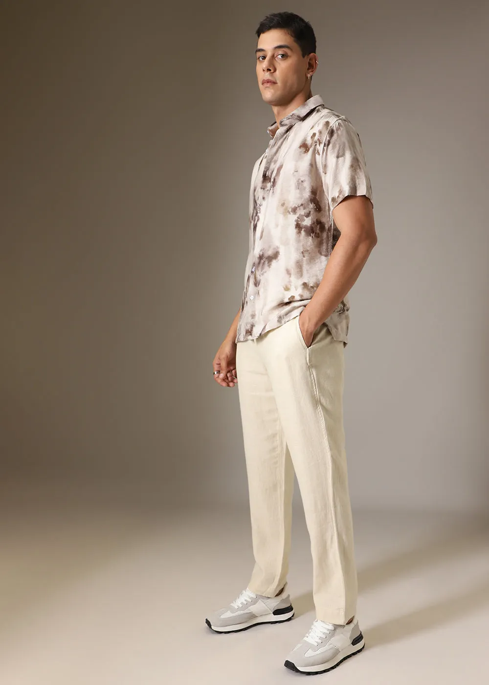 Ecru Cream Linen Pant