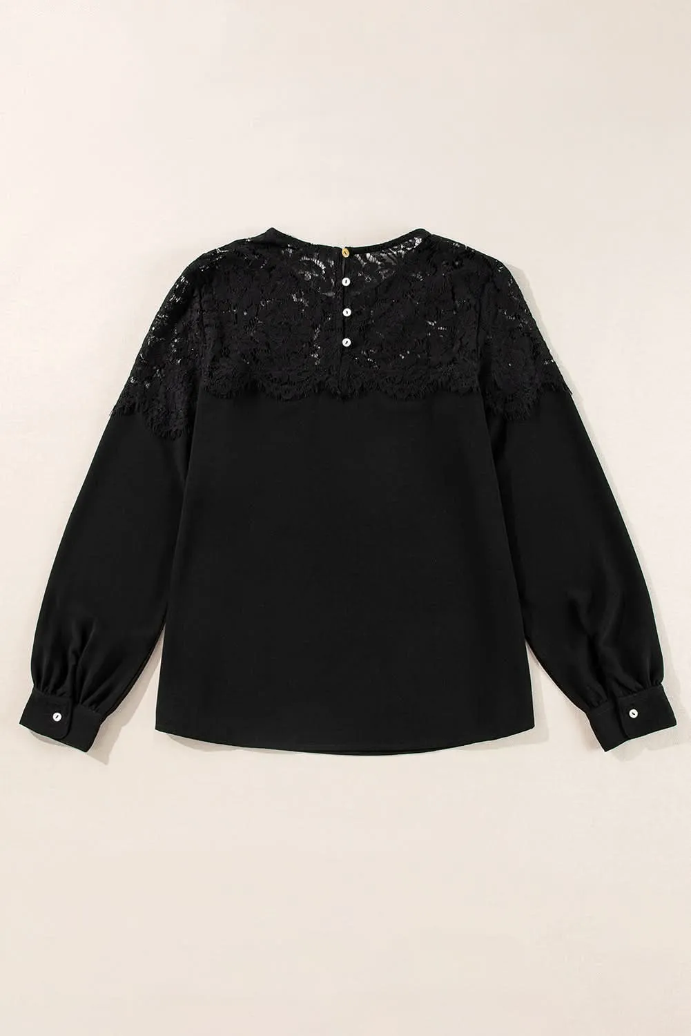 Elegant black lace long sleeve top