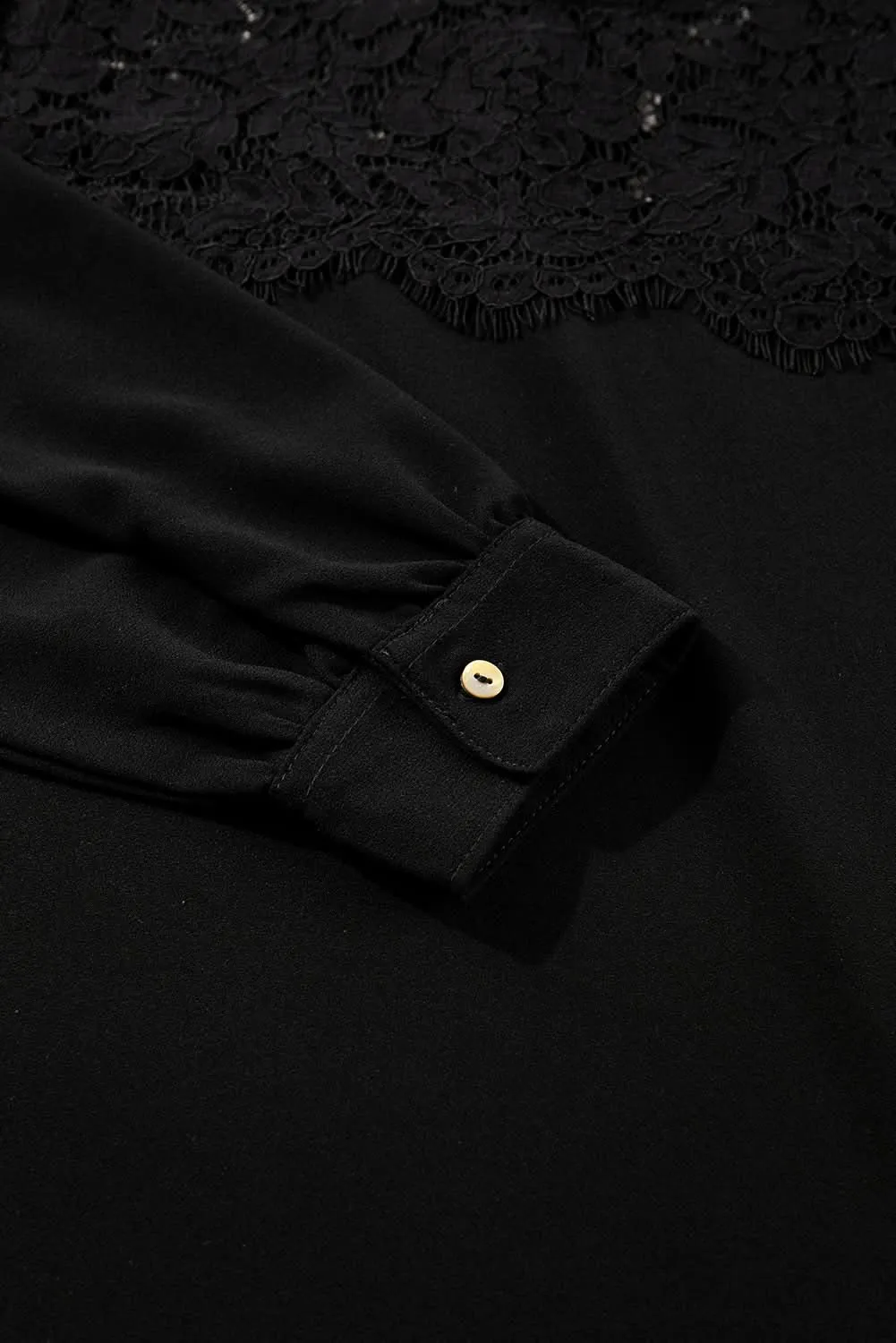 Elegant black lace long sleeve top