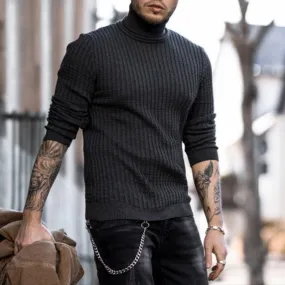 Fashion High Neck Slim Knitted Men'S Sweater