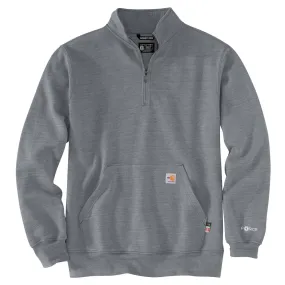 Flame Resistant Force Loose Fit Midweight Quarter-Zip Sweatshirt - 020-Granite Heather | Carhartt 105028