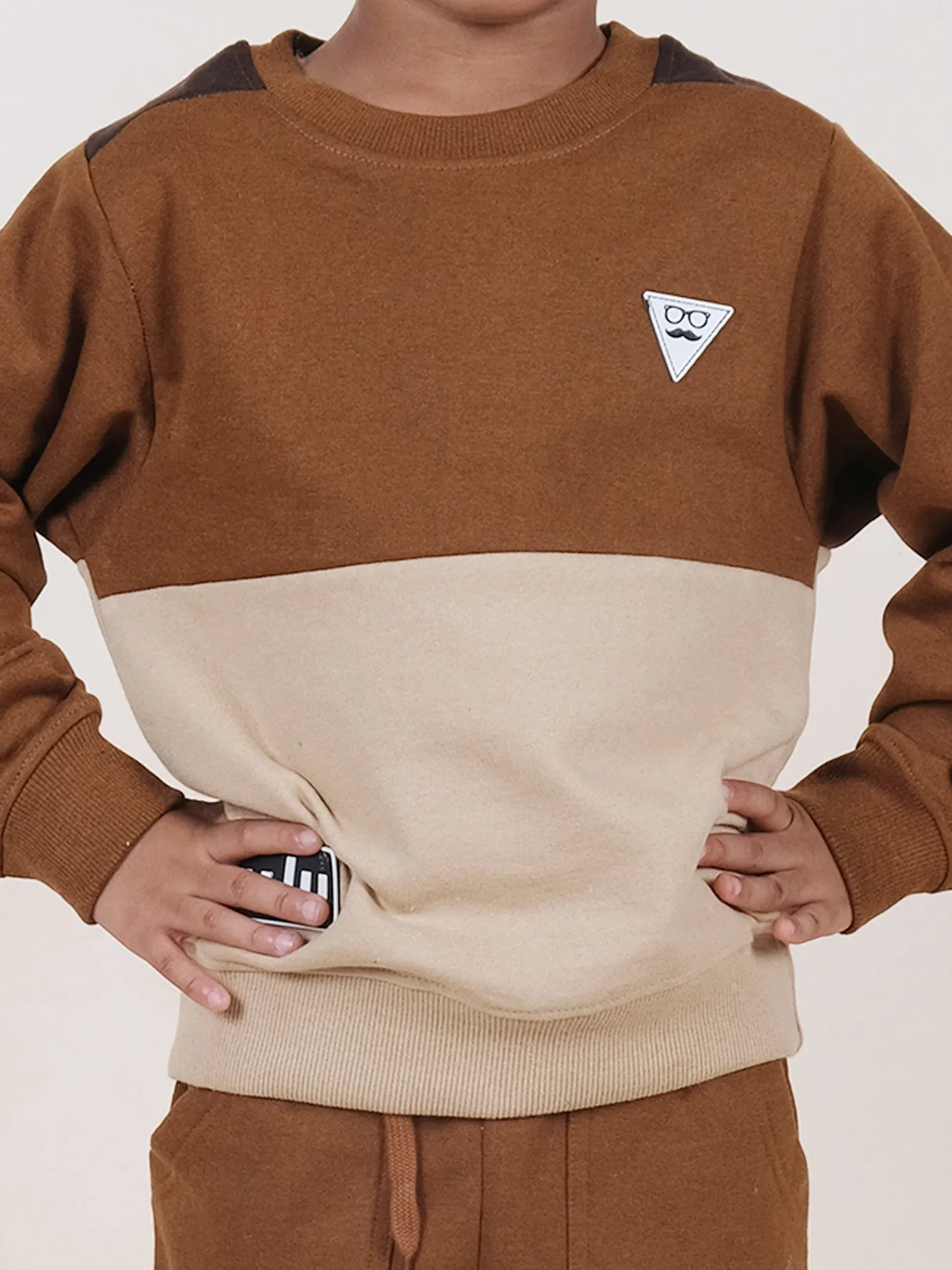 Fleece Full Sleeves Colour Block Cut & Sew Sweatshirt
