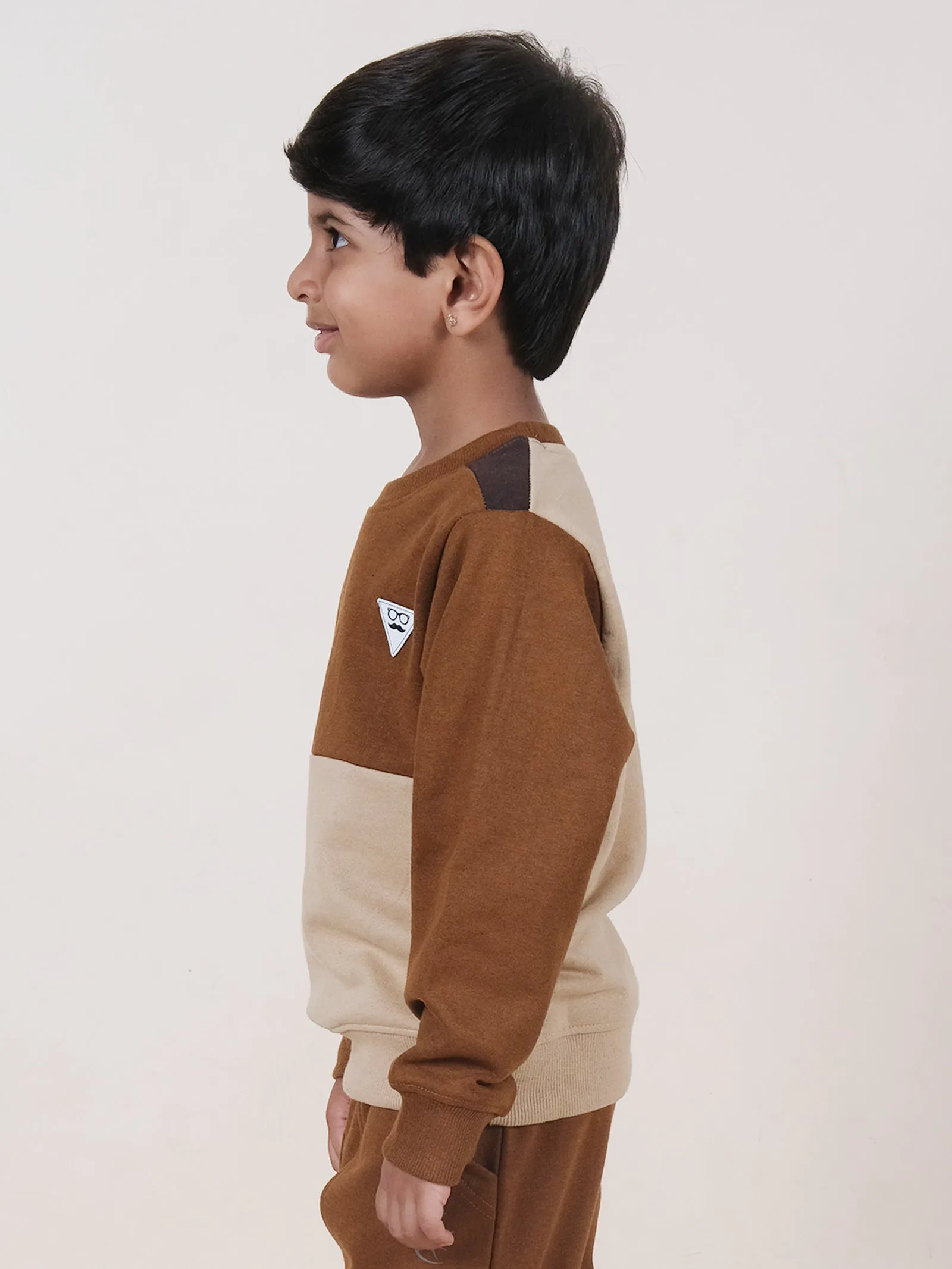 Fleece Full Sleeves Colour Block Cut & Sew Sweatshirt