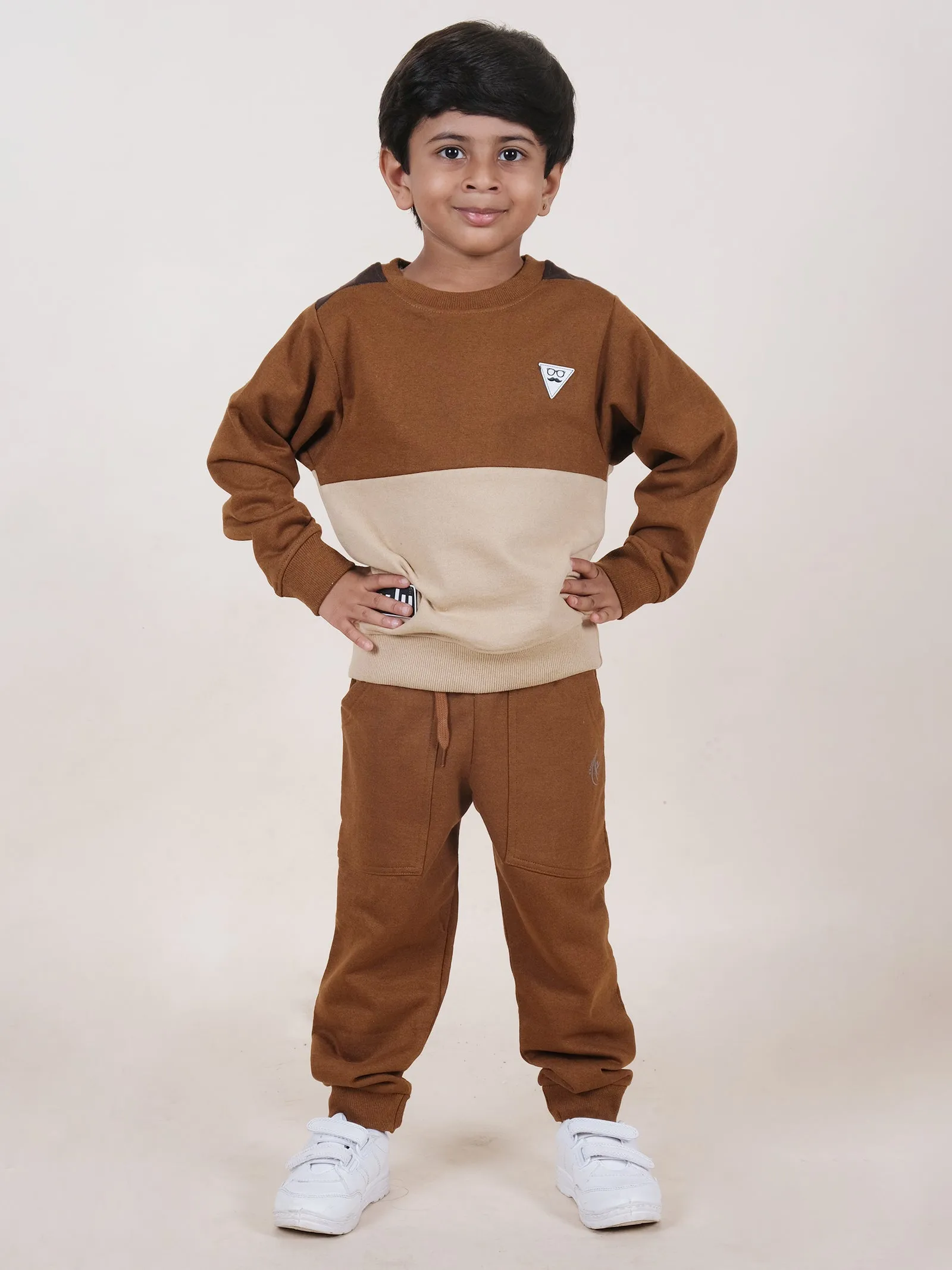 Fleece Full Sleeves Colour Block Cut & Sew Sweatshirt