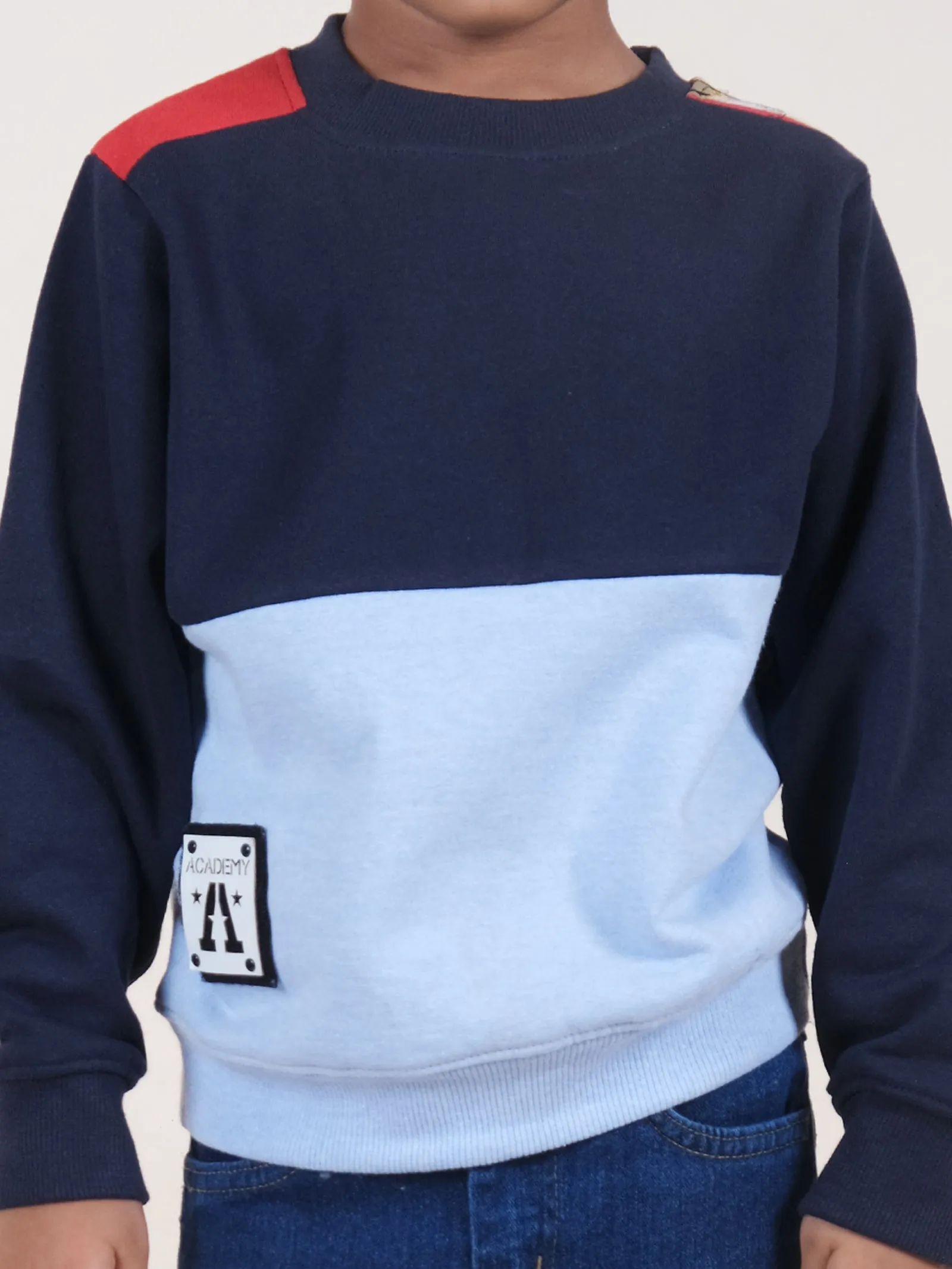 Fleece Full Sleeves Colour Block Cut & Sew Sweatshirt