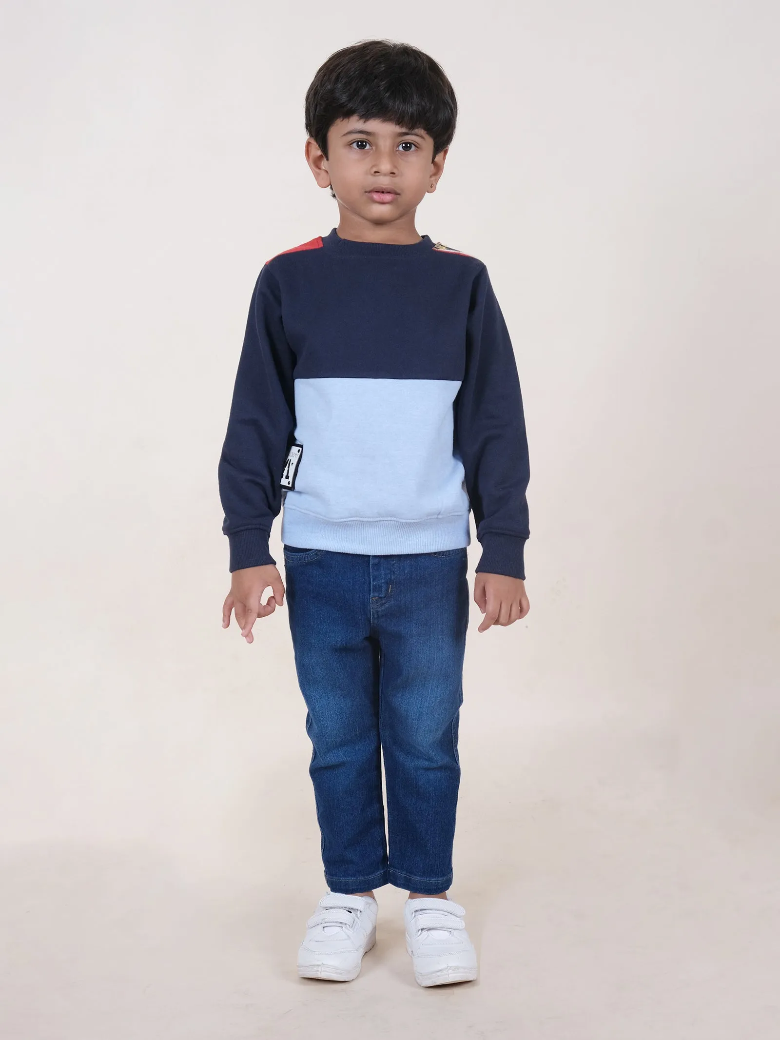 Fleece Full Sleeves Colour Block Cut & Sew Sweatshirt