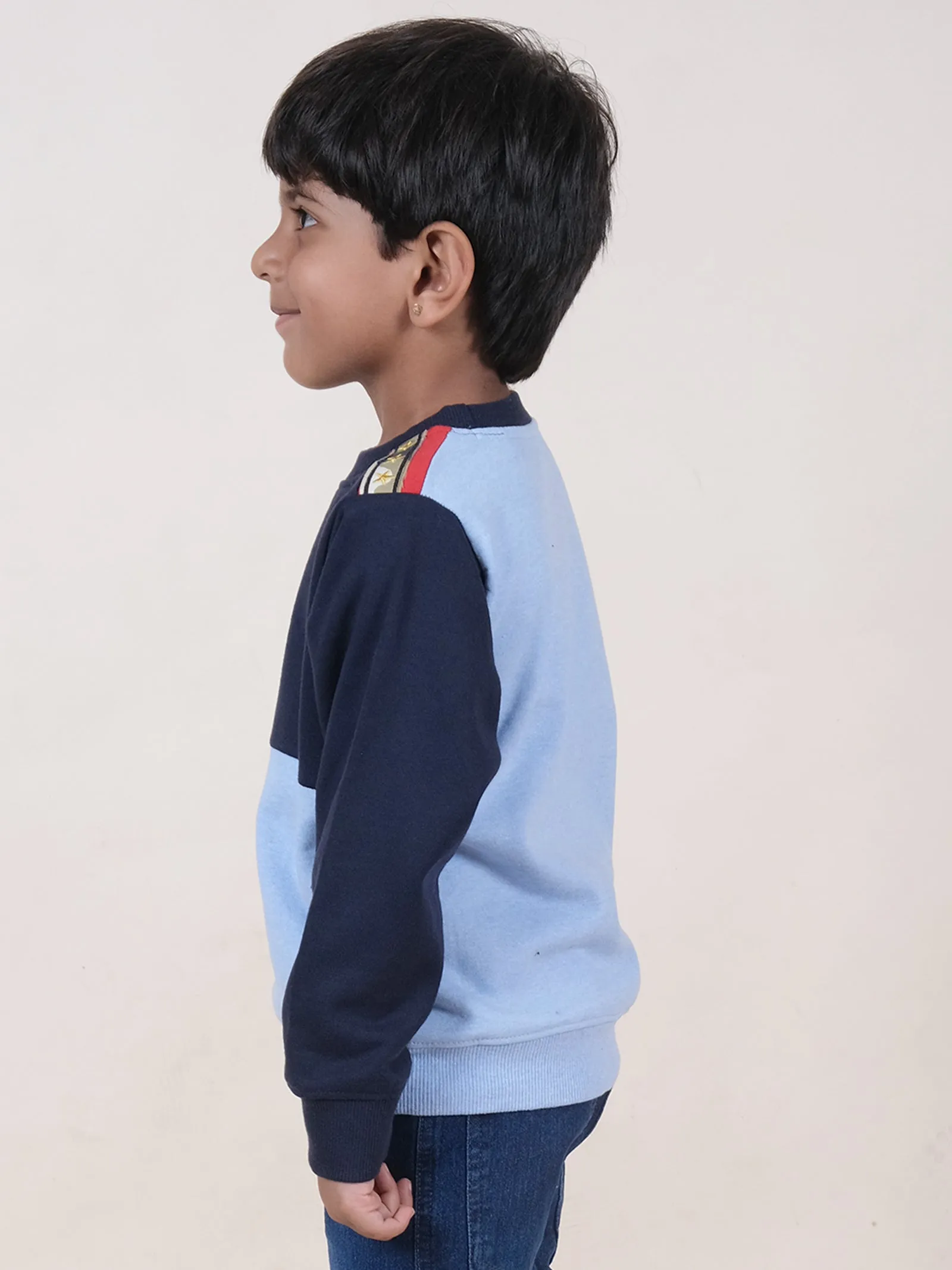 Fleece Full Sleeves Colour Block Cut & Sew Sweatshirt