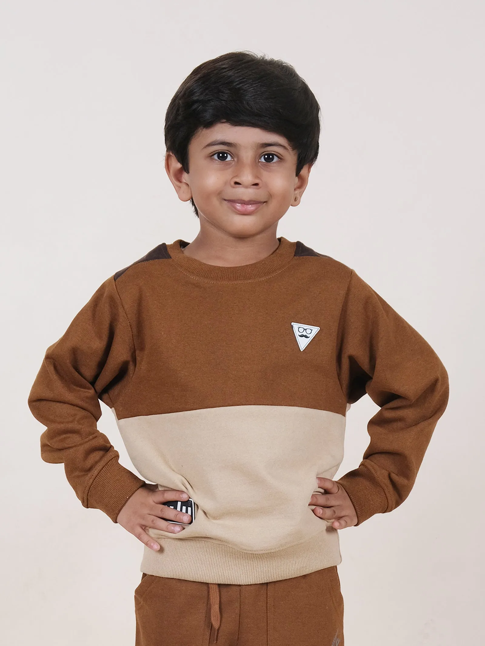 Fleece Full Sleeves Colour Block Cut & Sew Sweatshirt