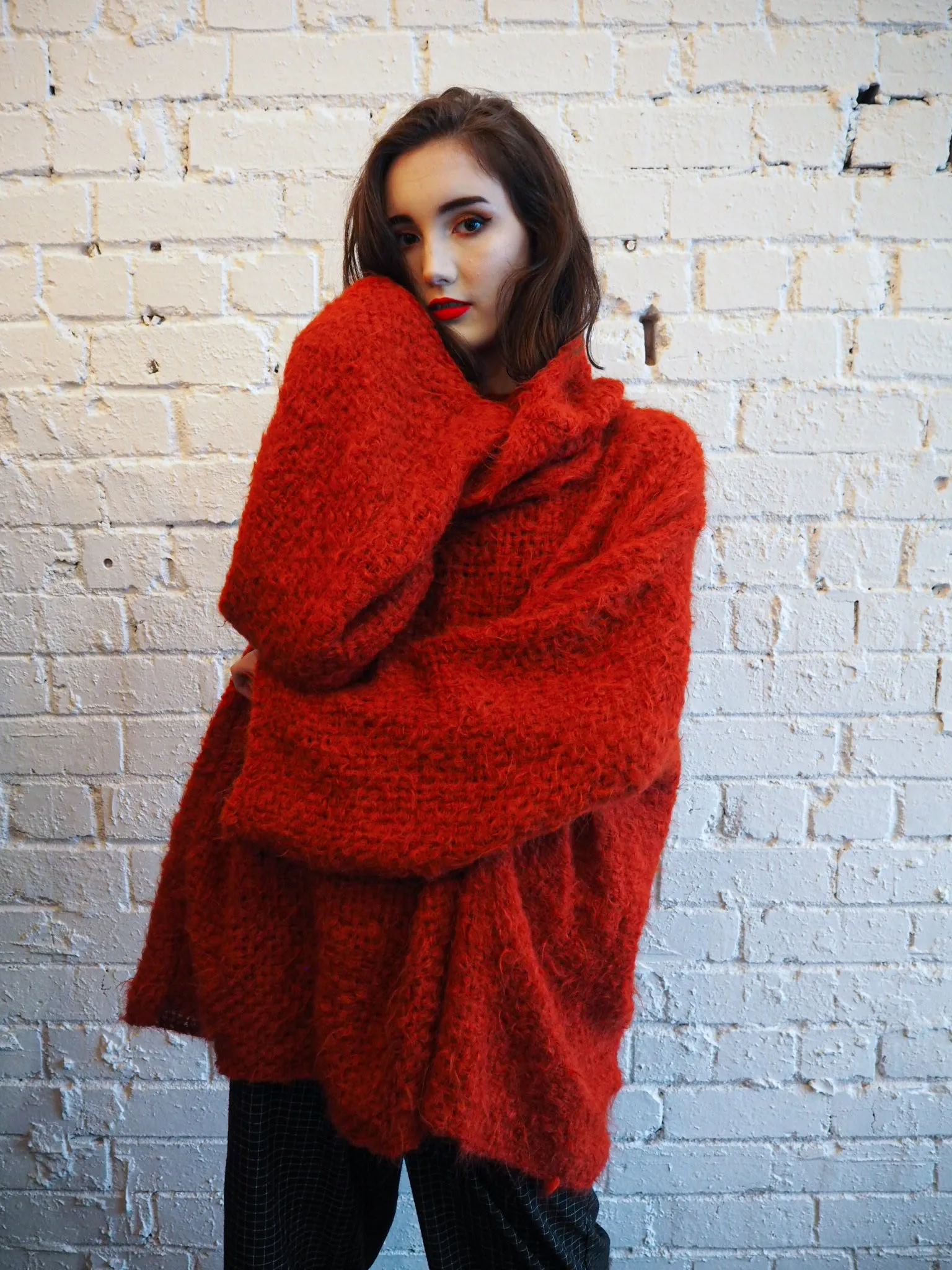Hand loom sweater with detachable collar - Mocca