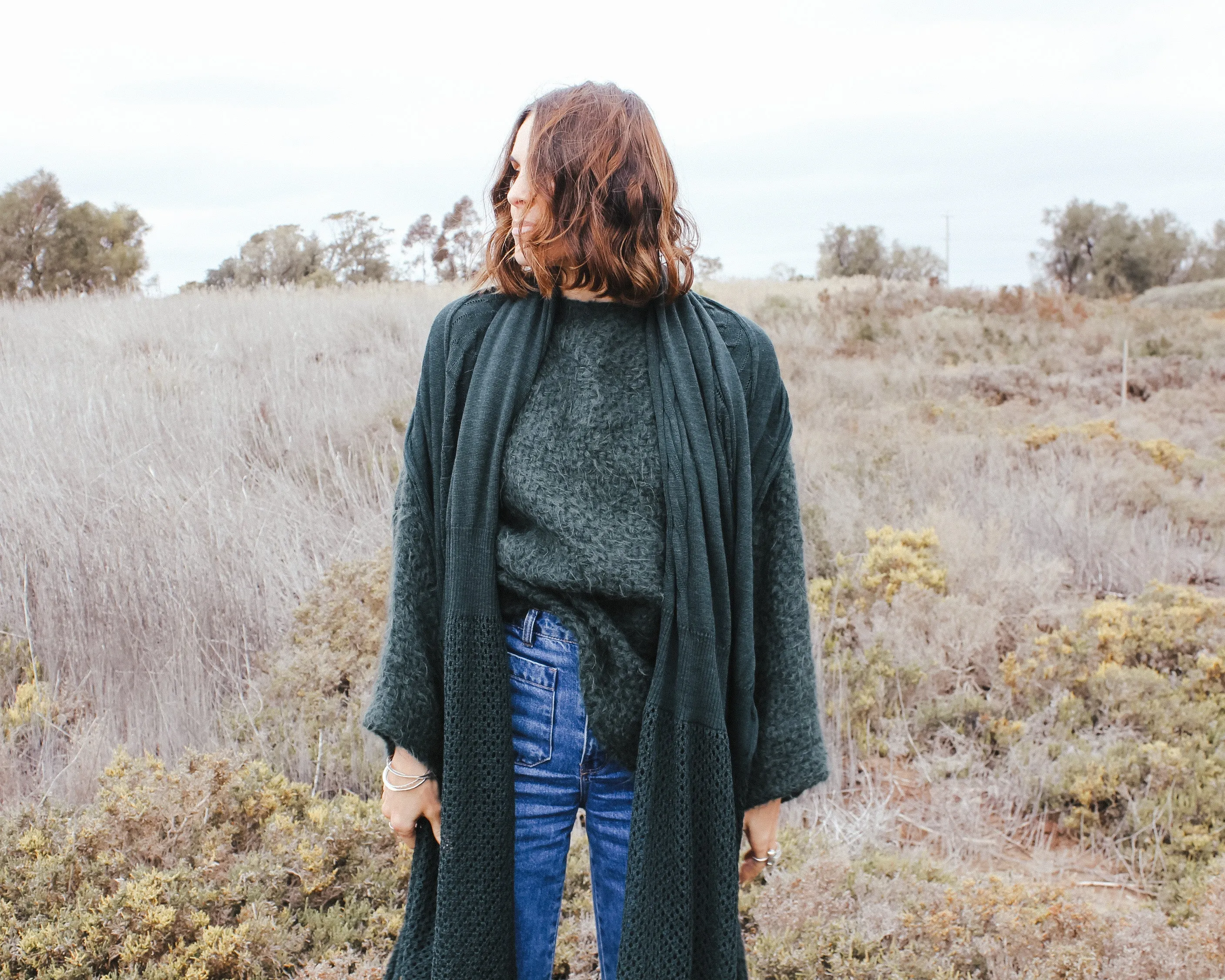 Hand loom sweater with detachable collar - Mocca