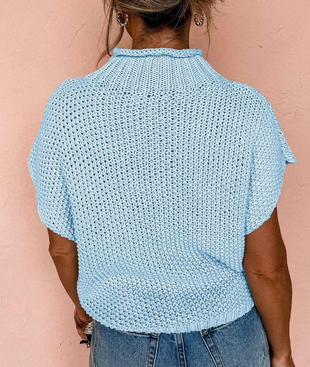 High Neck Short Sleeve Sweater