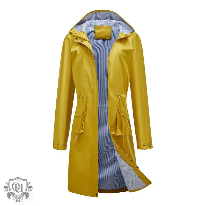 Hooded Stripped Lining Trench Coat