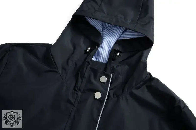 Hooded Stripped Lining Trench Coat