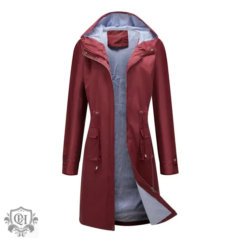 Hooded Stripped Lining Trench Coat