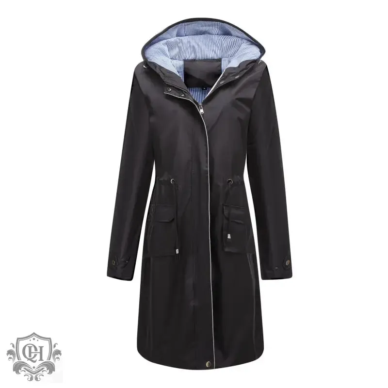 Hooded Stripped Lining Trench Coat