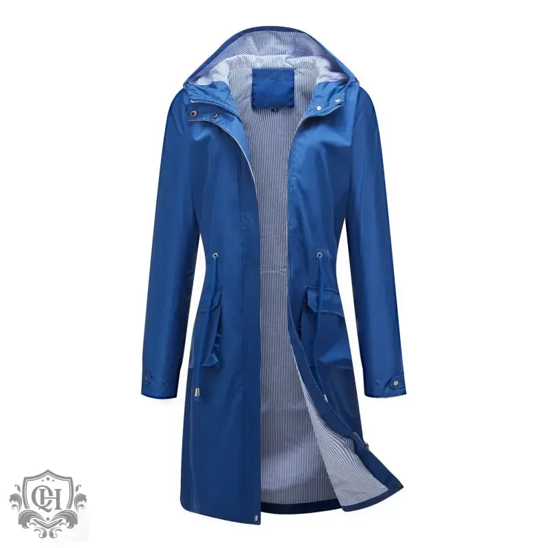 Hooded Stripped Lining Trench Coat