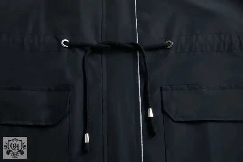 Hooded Stripped Lining Trench Coat