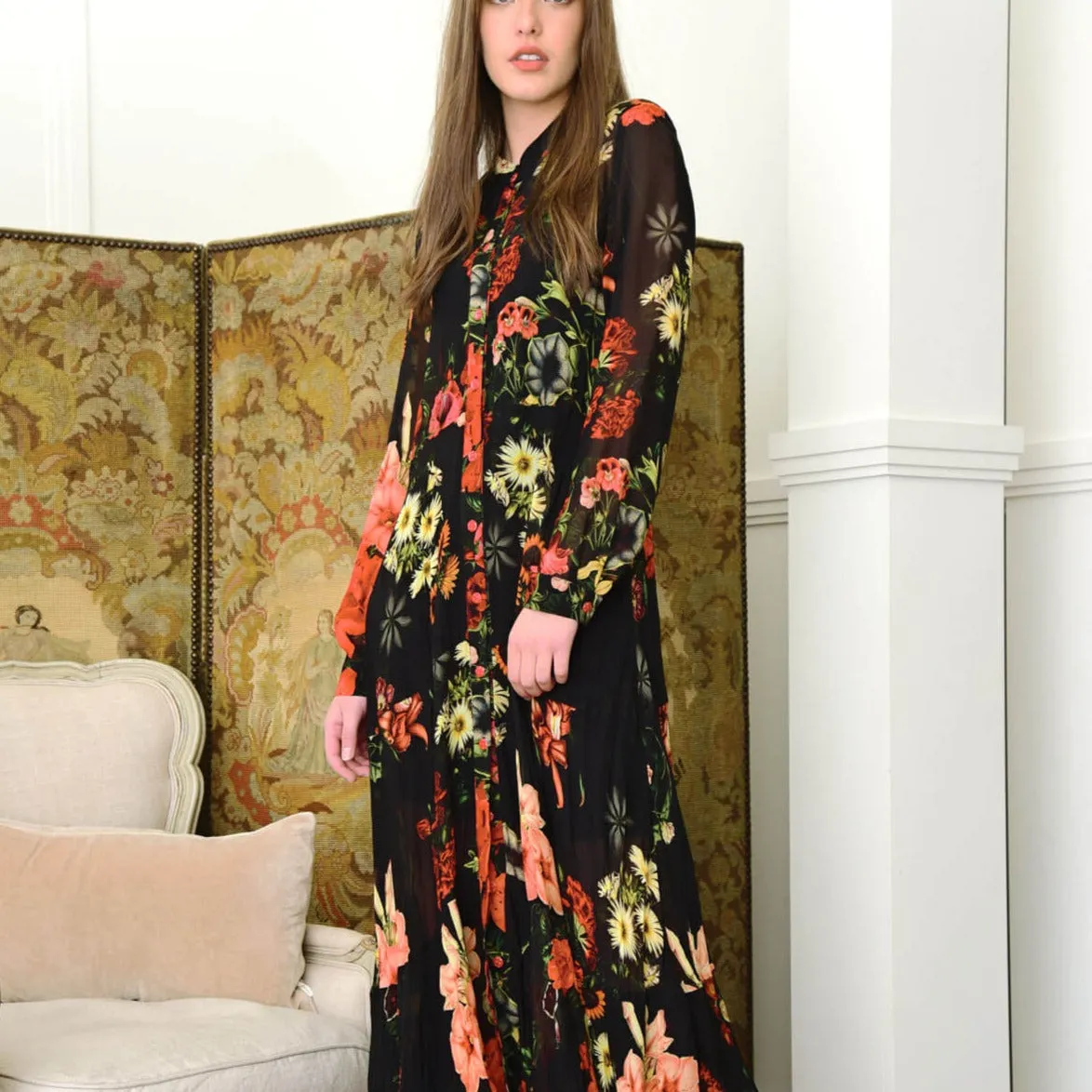 In Full Swing  Maxi Dress - Black Floral - Curate