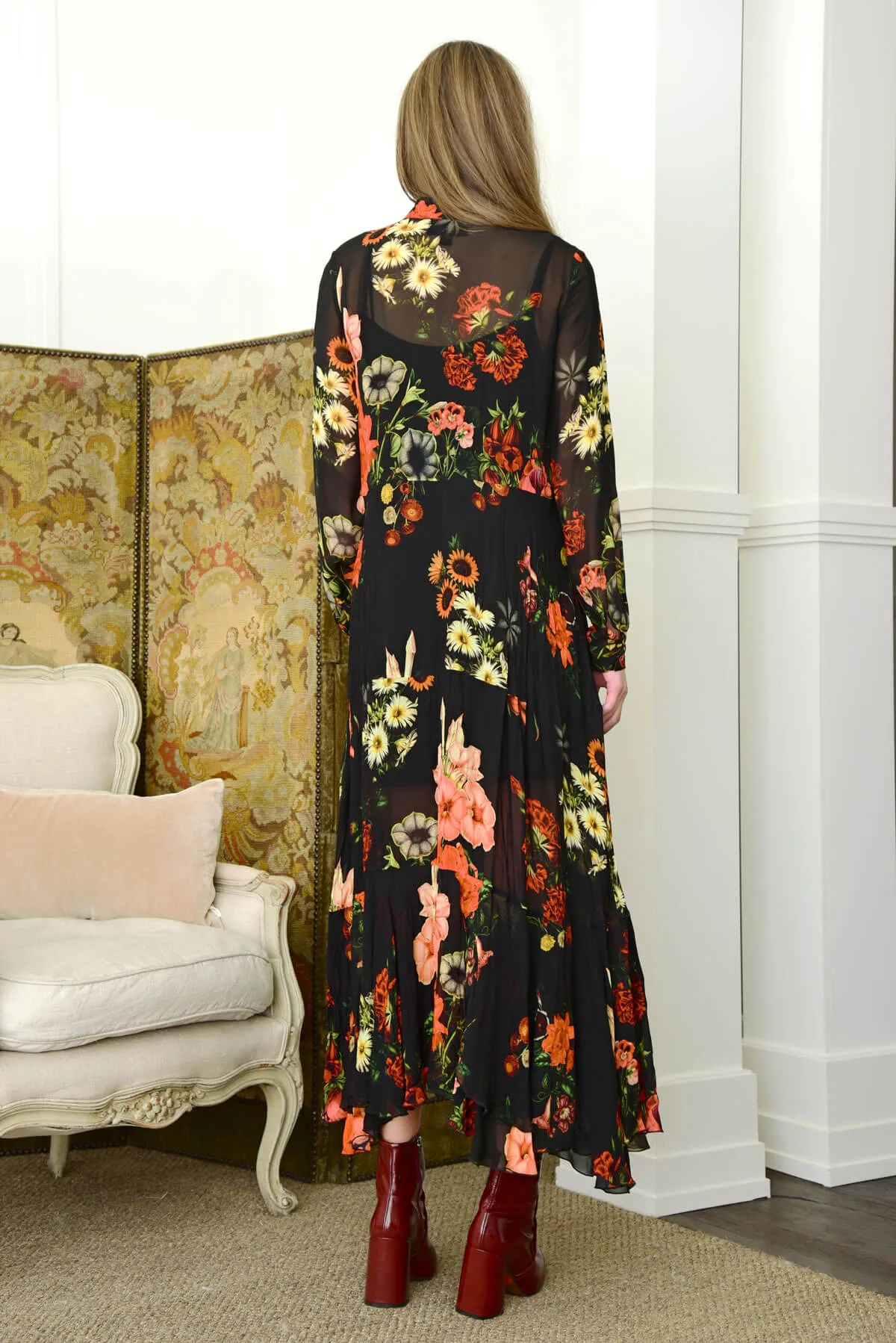 In Full Swing  Maxi Dress - Black Floral - Curate