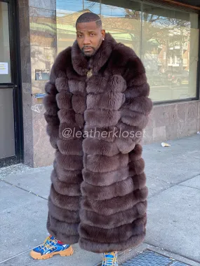 Men's Full Length Fox Trench [Chocolate]