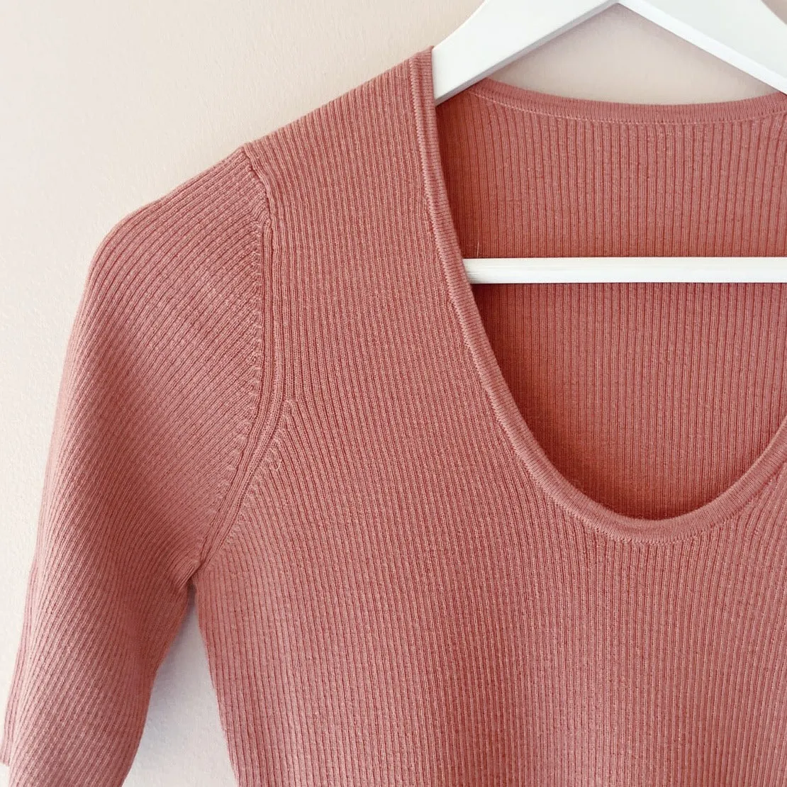 Merino wool rib knit tee top | Women’s knitwear
