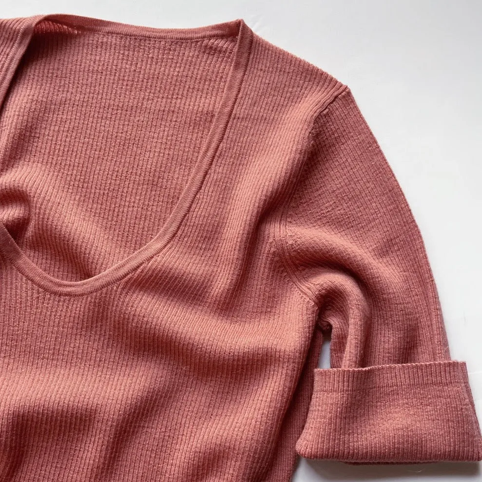 Merino wool rib knit tee top | Women’s knitwear