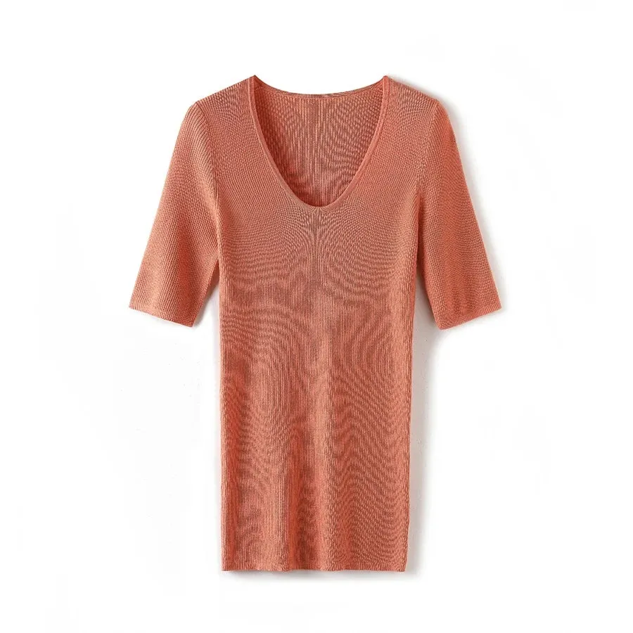 Merino wool rib knit tee top | Women’s knitwear
