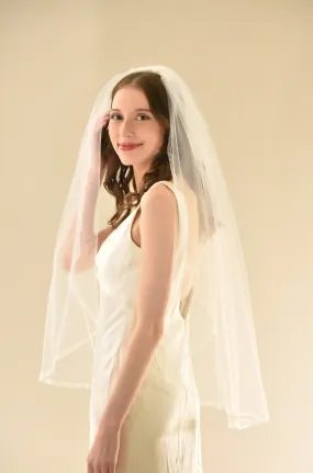 Mid Length Veil with 3/8" Organza Ribbon Trim