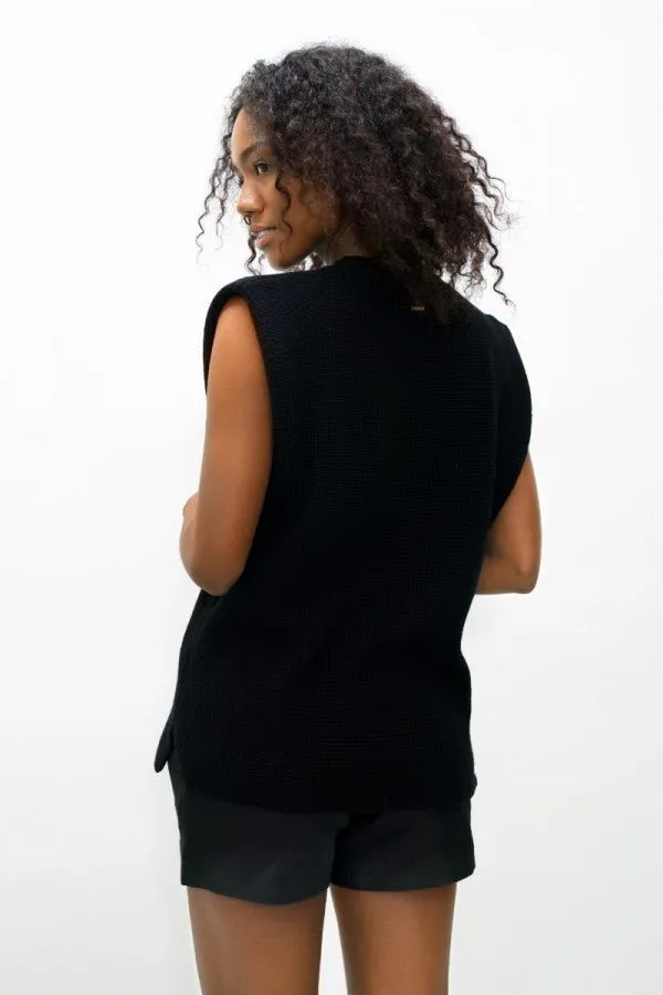 Napoli NAP High Neck Knitted Top in Licorice