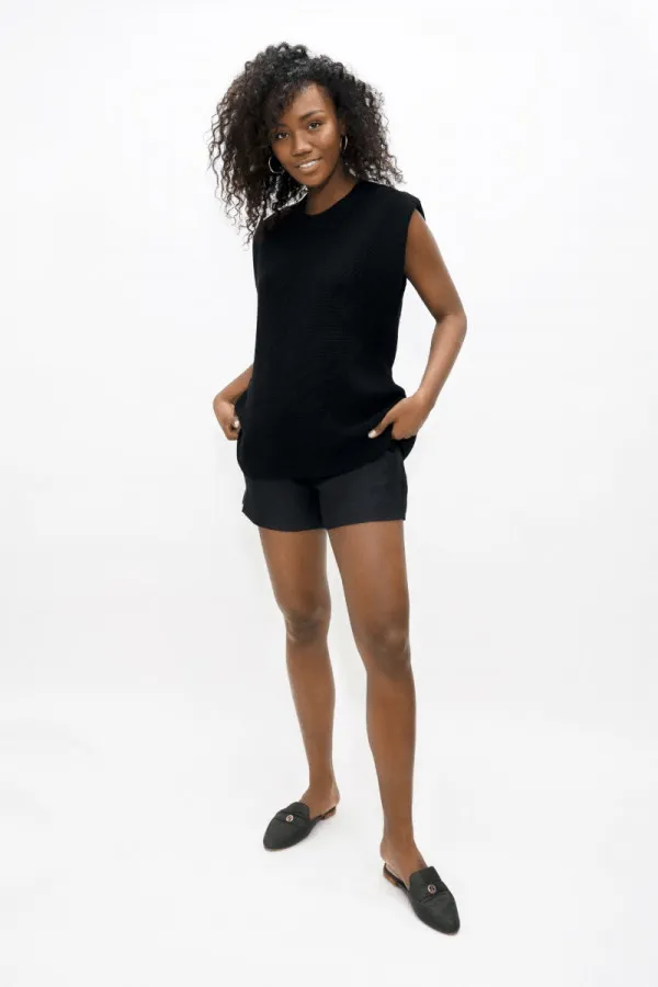 Napoli NAP High Neck Knitted Top in Licorice
