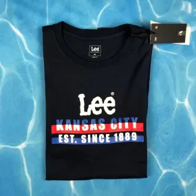 NEW - Classic Lee Jeans Crew Neck Navy Logo T Shirt - Size XL