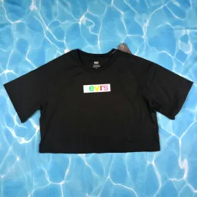 NWT- Levis Vintage Fit Crop Black Rainbow Logo T Shirt - Size S