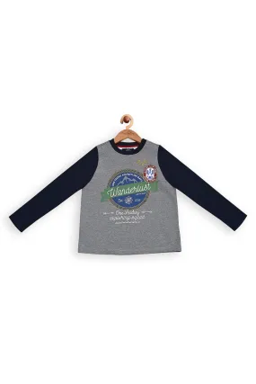 One Friday Kids Boys Grey Printed T-Shirt