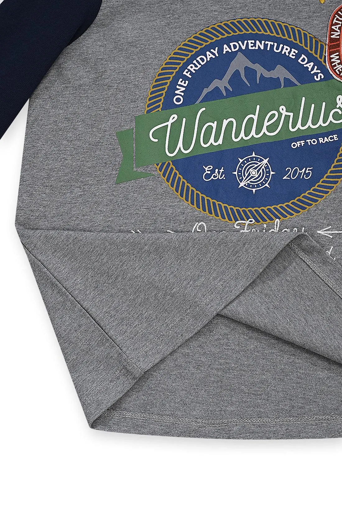 One Friday Kids Boys Grey Printed T-Shirt