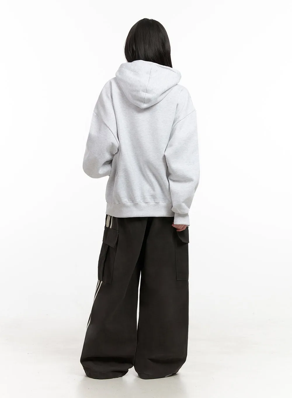 Oversized Solid Hooded Sweatshirt IN427