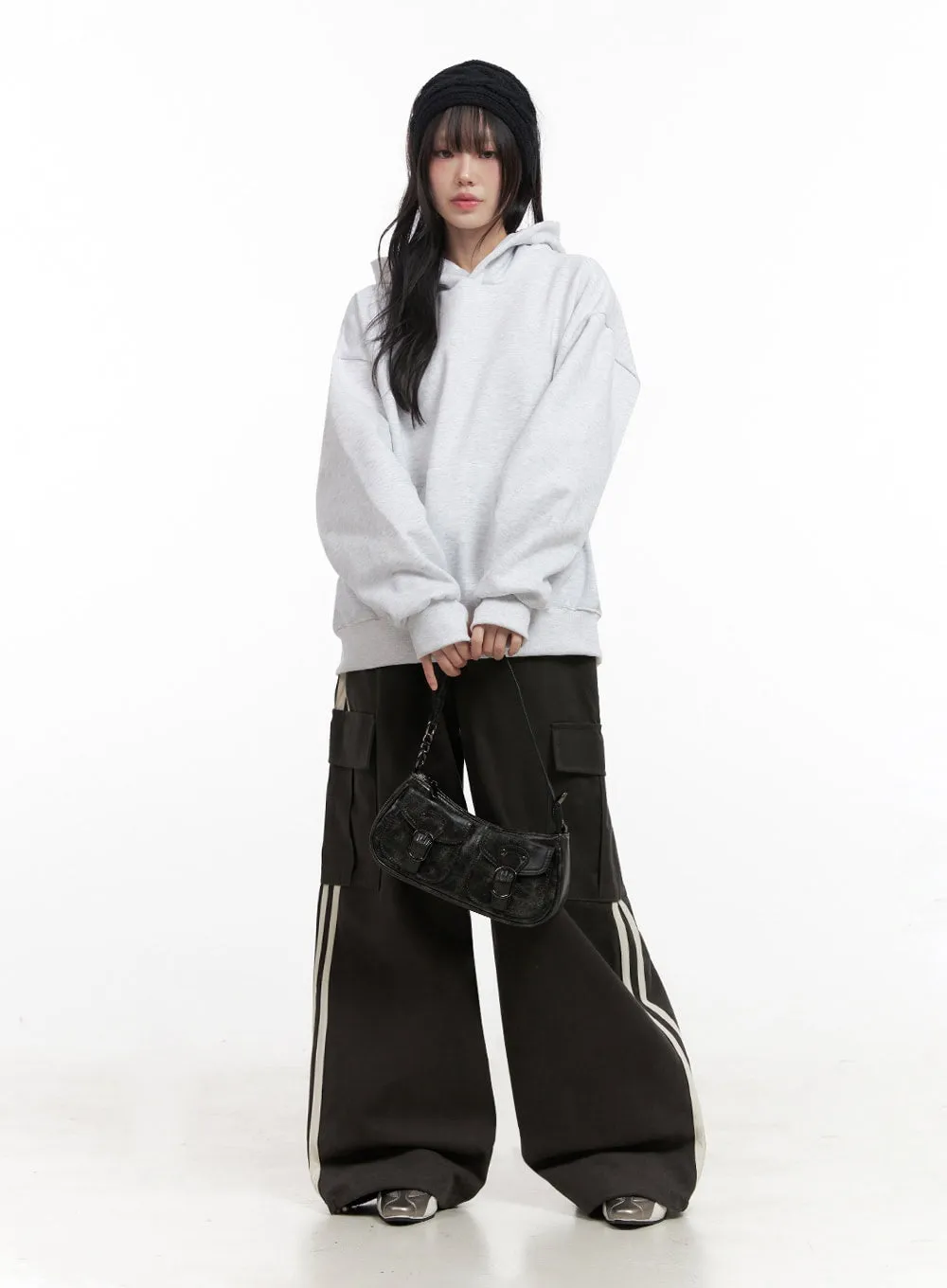 Oversized Solid Hooded Sweatshirt IN427