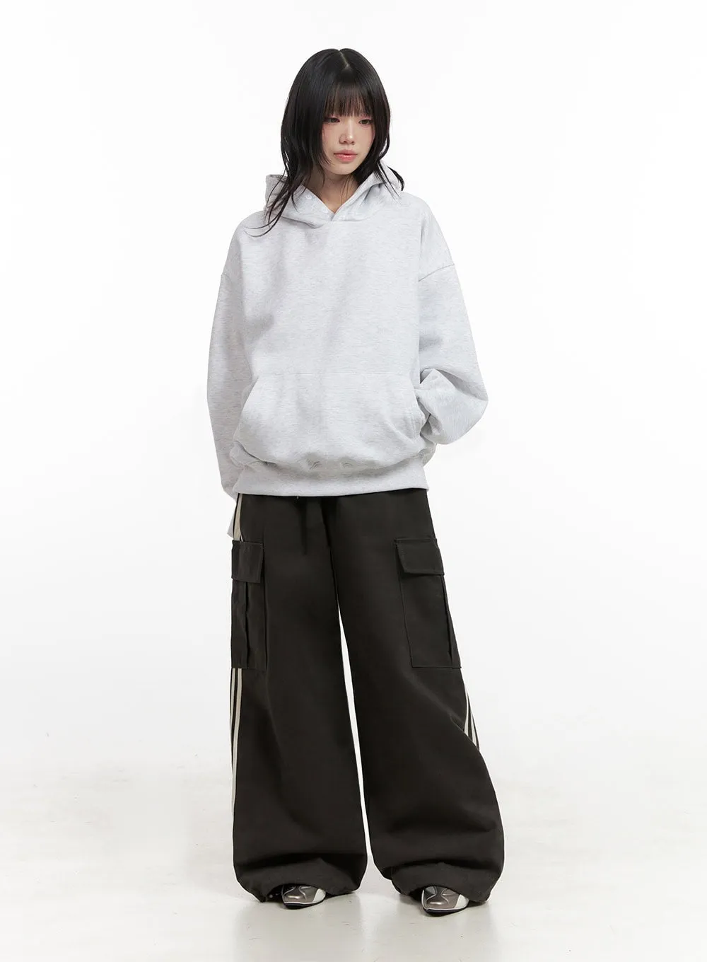 Oversized Solid Hooded Sweatshirt IN427