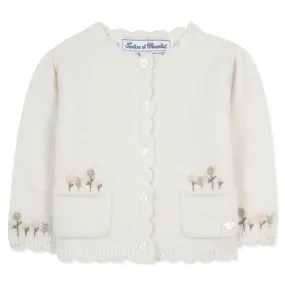 Pocket Petals Baby Cardigan - White