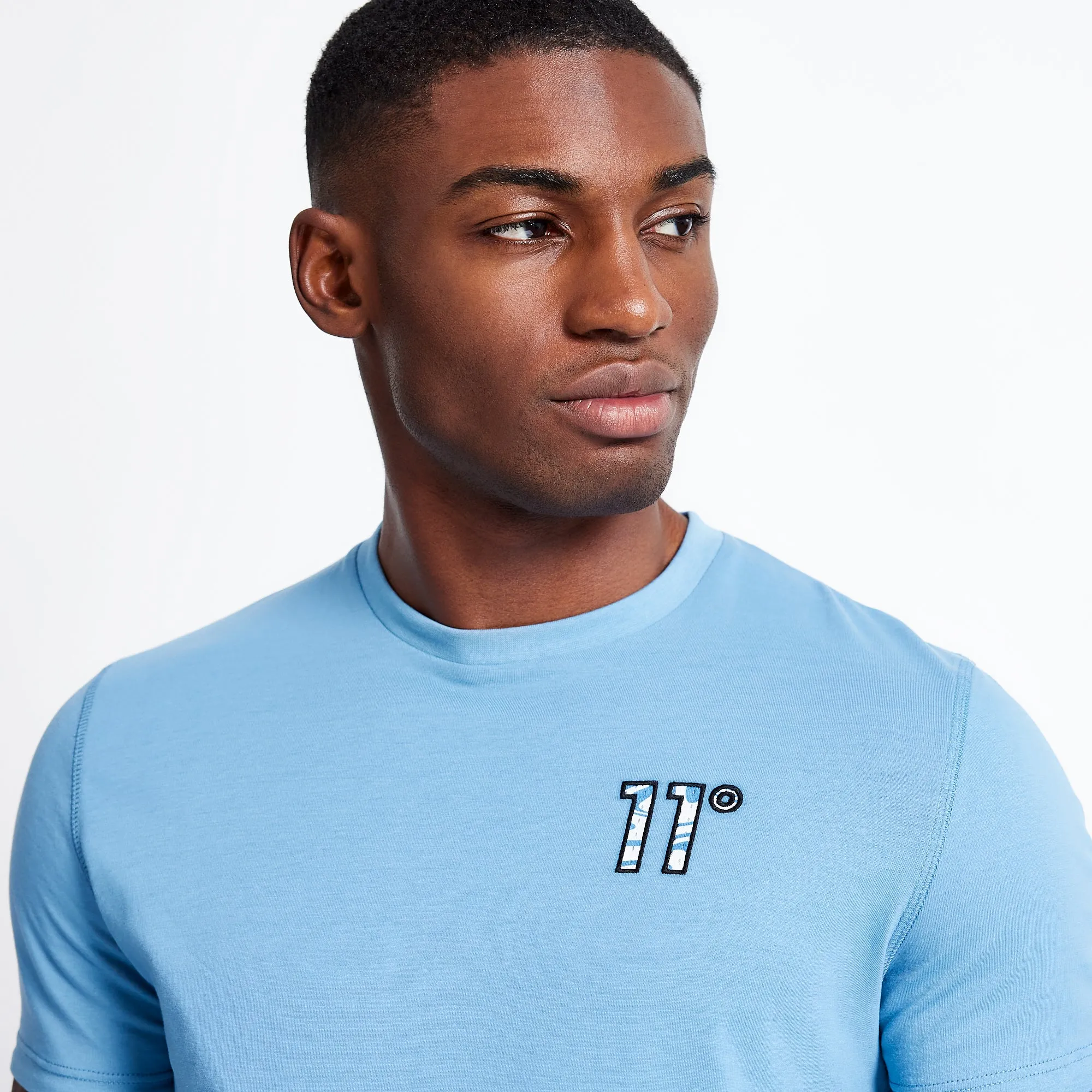 Printed Sleeve Cuff Logo T-Shirt - Shadow Blue / SWIRL AOP