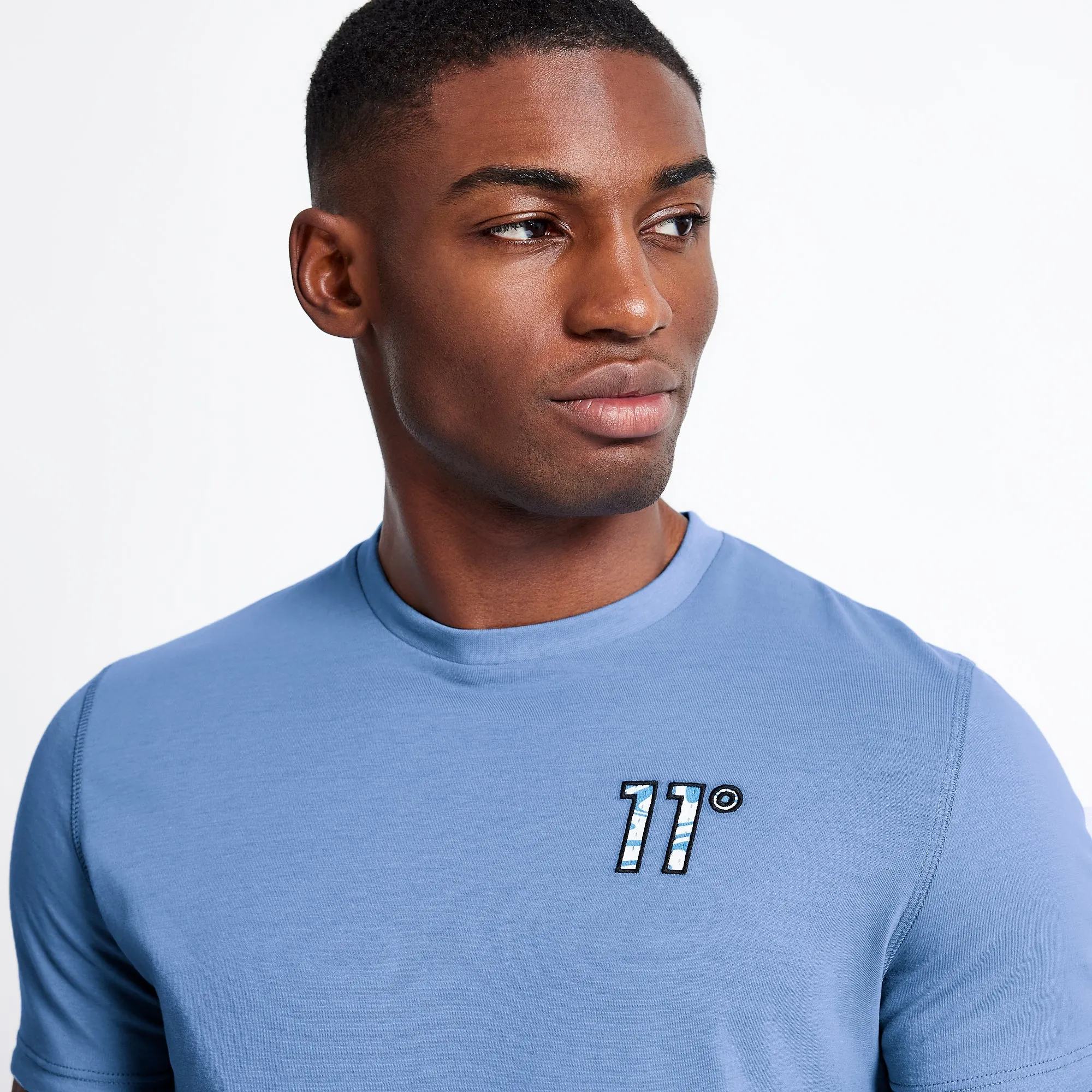 Printed Sleeve Cuff Logo T-Shirt - Shadow Blue / SWIRL AOP