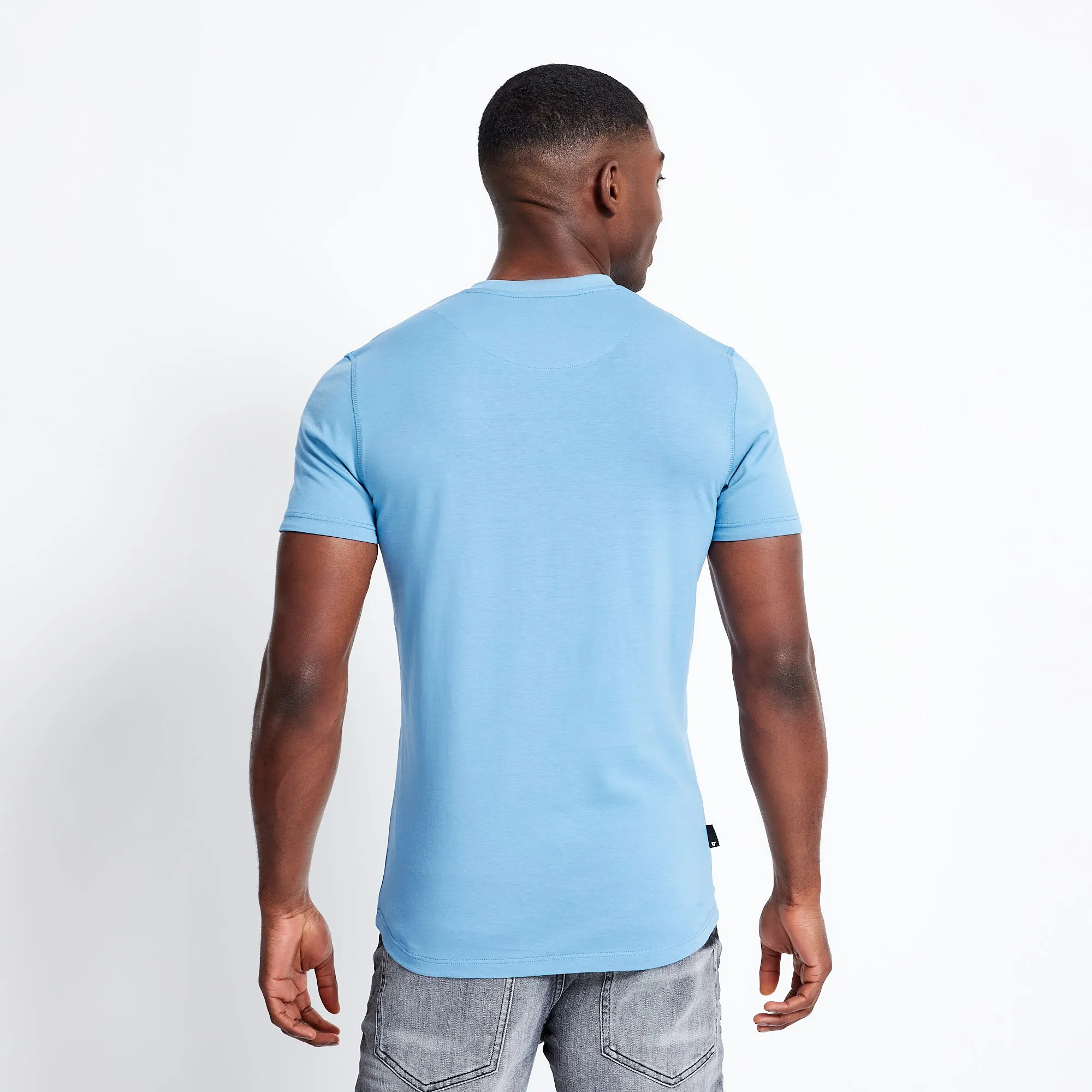 Printed Sleeve Cuff Logo T-Shirt - Shadow Blue / SWIRL AOP