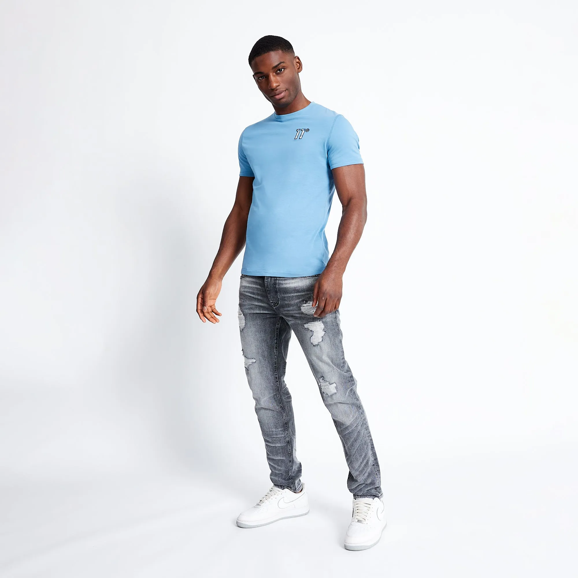 Printed Sleeve Cuff Logo T-Shirt - Shadow Blue / SWIRL AOP