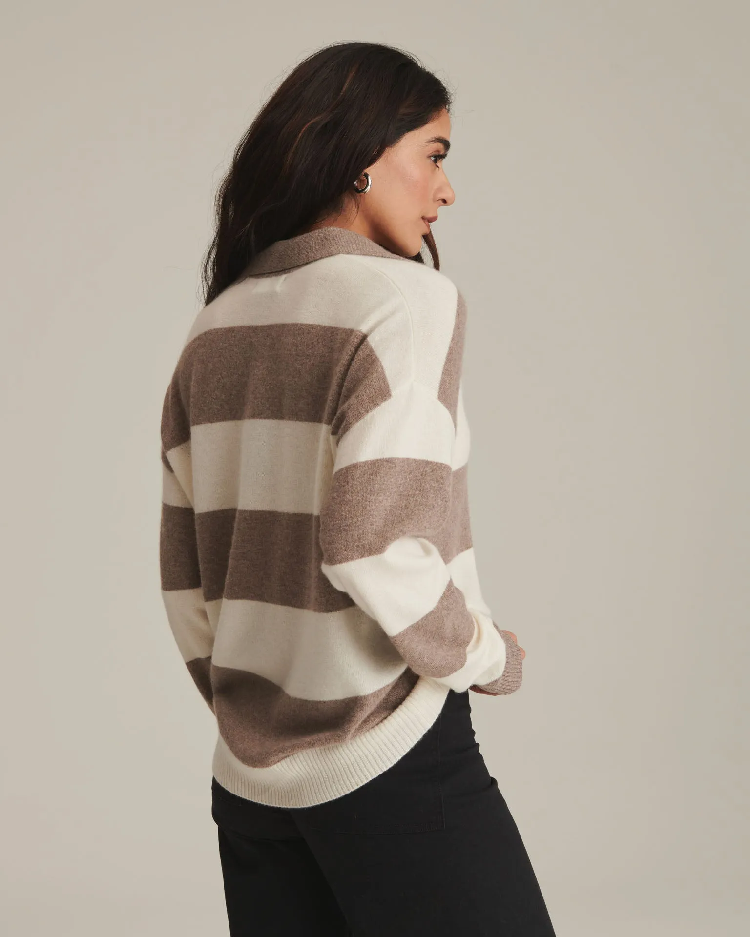 Luxurious Recycled Cashmere Oversized Rugby Polo Shirt for Ultimate Comfort and Style