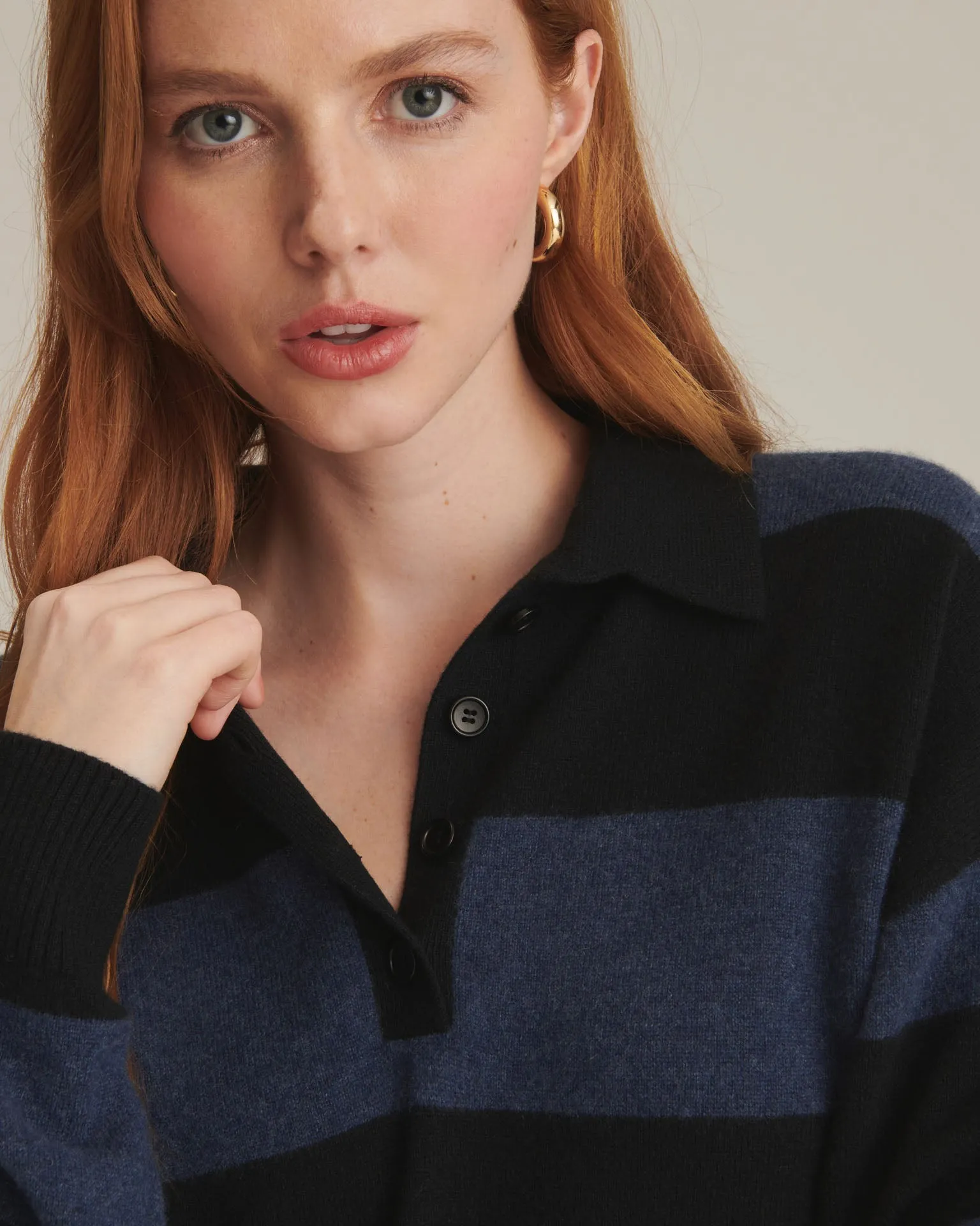 Luxurious Recycled Cashmere Oversized Rugby Polo Shirt for Ultimate Comfort and Style