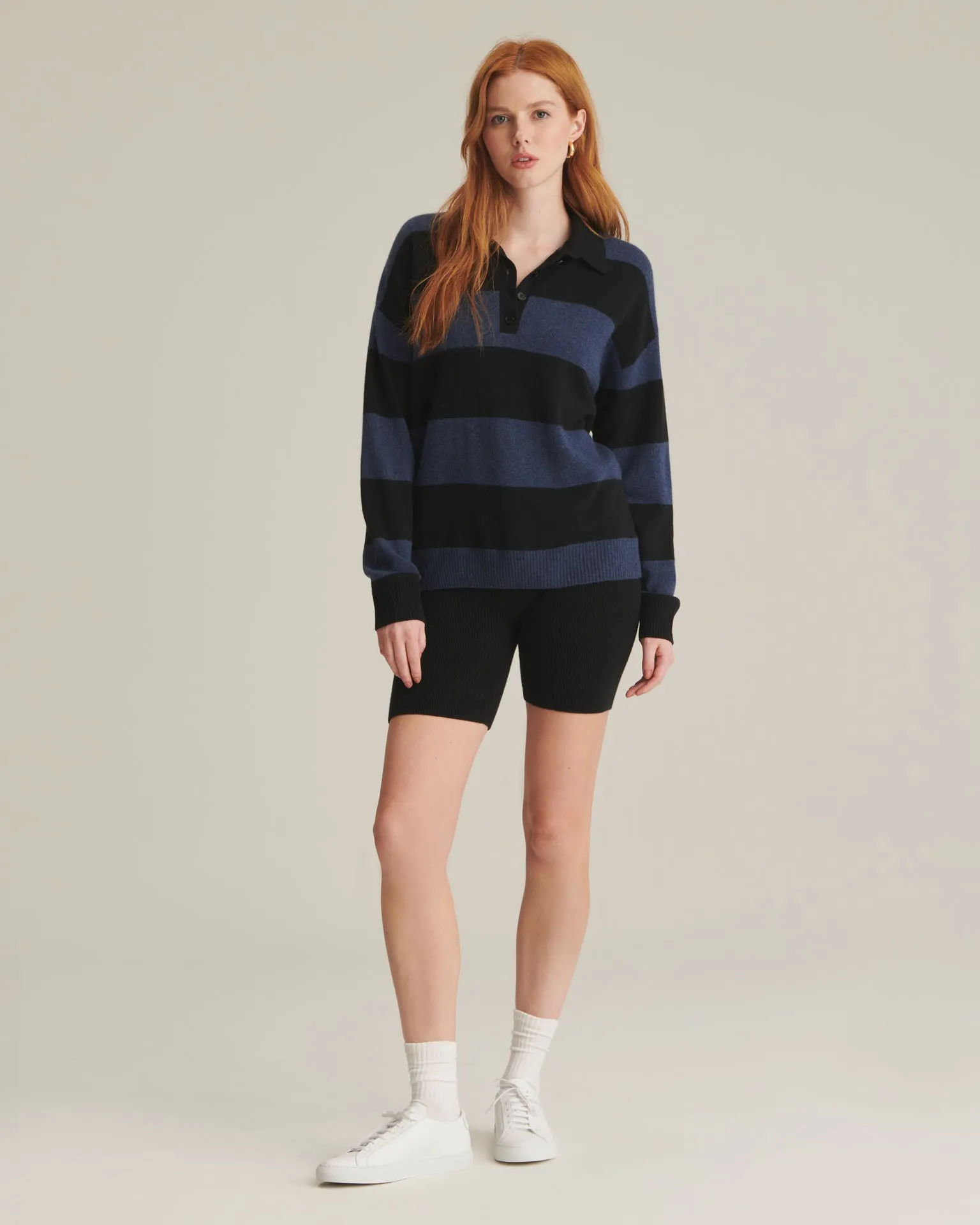 Luxurious Recycled Cashmere Oversized Rugby Polo Shirt for Ultimate Comfort and Style