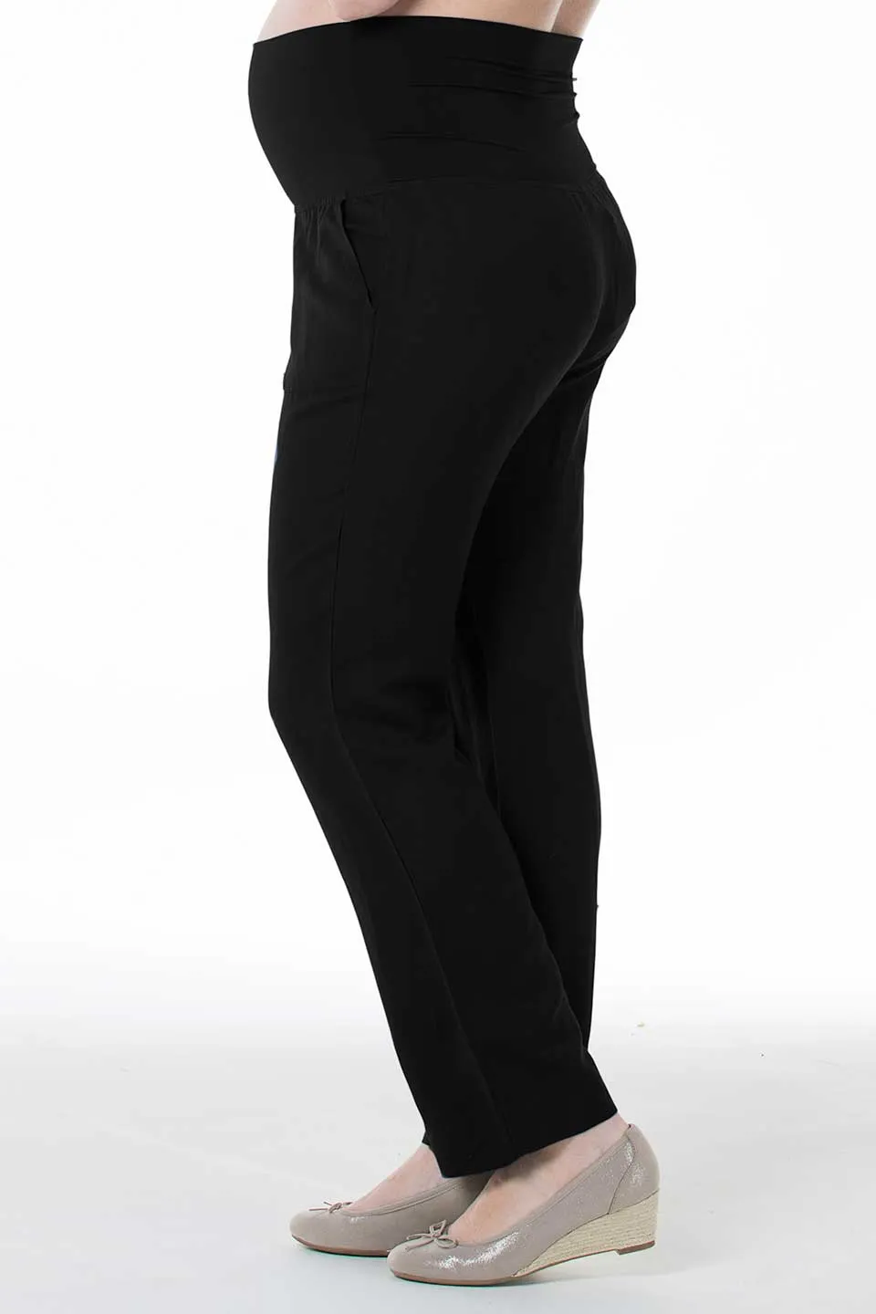 Rita Rayon Linen Maternity Pants Black