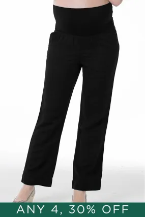 Rita Rayon Linen Maternity Pants Black